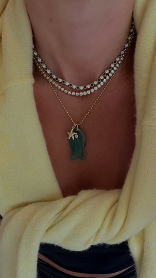Emerald Bezel Tennis Necklace