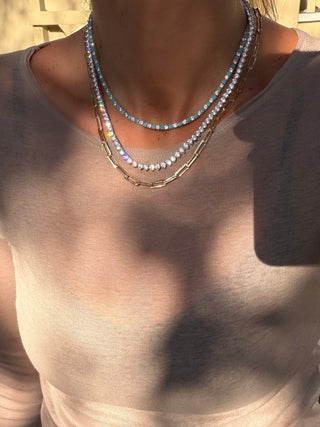 Gold Turquoise Tennis Necklace