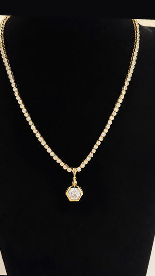Gold Mini Bezel Tennis Necklace