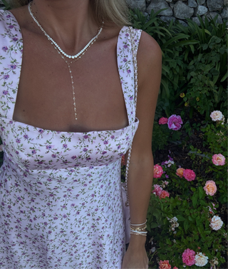 Gold Bezel Lariat Necklace