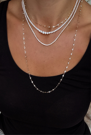 Gold Floating Diamond Bezel Necklace