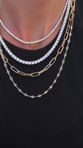 Gold Floating Diamond Bezel Necklace
