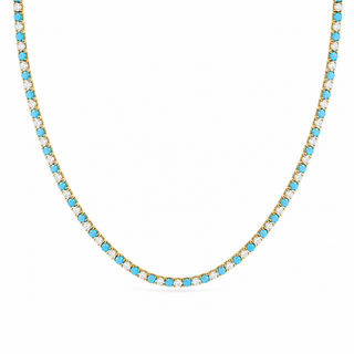 Gold Turquoise Tennis Necklace