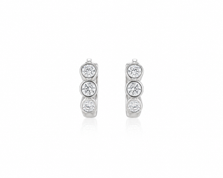 Silver Bezel Hoops