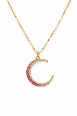 Ruby Crescent Moon Necklace