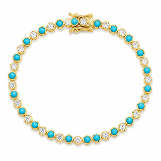 Gold Turquoise Bezel Tennis Bracelet