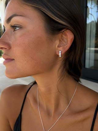 Silver Bezel Hoops