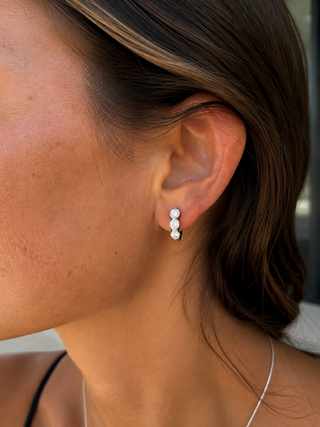 Silver Bezel Hoops