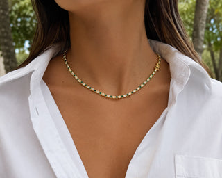 Emerald Bezel Tennis Necklace
