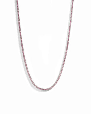 Silver Pink Tennis Necklace