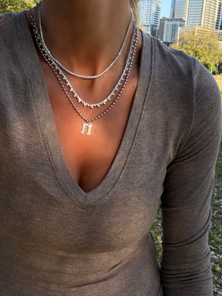 Silver Gothic Letter Necklace