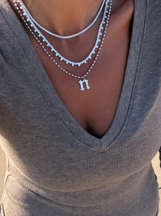 Silver Gothic Letter Necklace