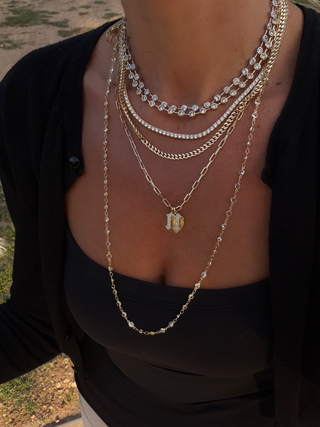 4mm Gold Bezel Station Necklace
