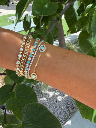 Gold Turquoise Bezel Tennis Bracelet