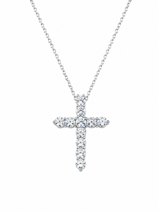 Silver Diamond Cross Necklace