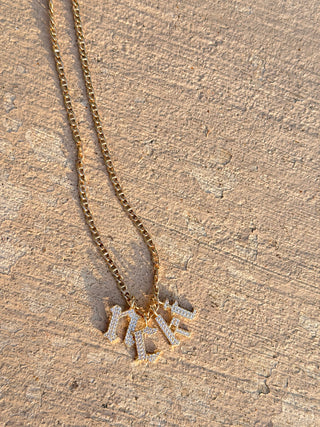 Gold Pave Gothic Letter Charm
