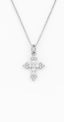 Silver Mini Rosa Cross Necklace