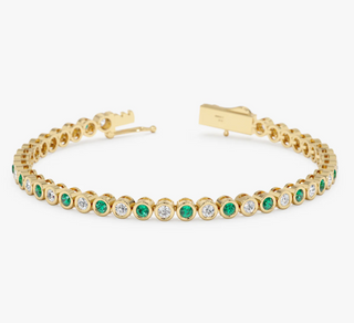 Gold Emerald Bezel Tennis Bracelet