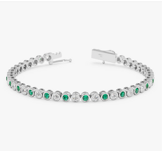 Silver Emerald Bezel Tennis Bracelet