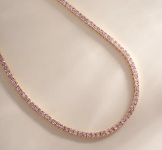 Pink Tennis Necklace