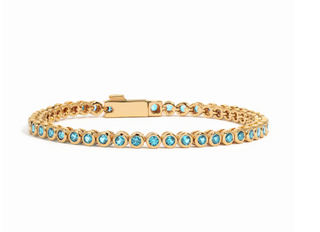 Gold Aquamarine Tennis Bracelet
