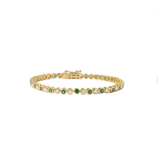 Gold Emerald Bezel Tennis Bracelet