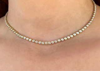 Gold Mini Bezel Tennis Necklace