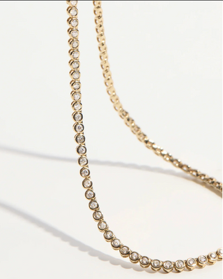 Gold Bezel Tennis Necklace