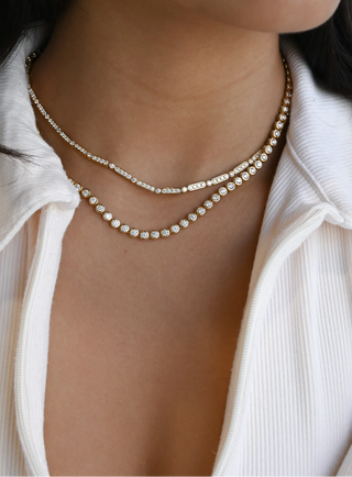 Gold Bezel Tennis Necklace
