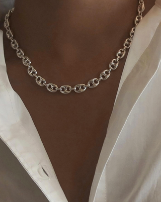 Silver Puffy Mariner Necklace