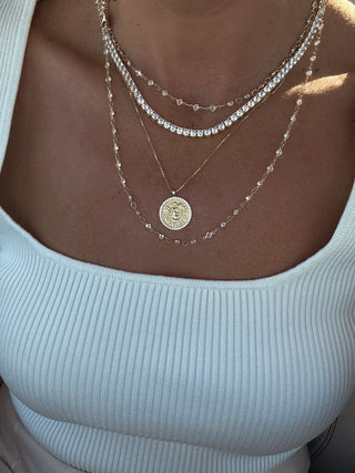 Gold Floating Diamond Bezel Necklace