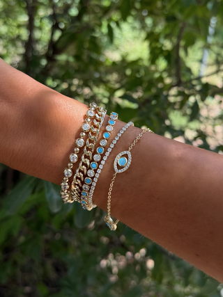 Gold Turquoise Bezel Tennis Bracelet