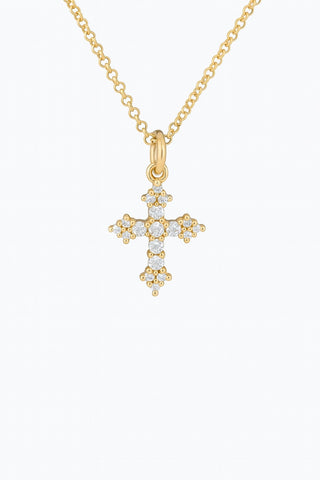 Gold Mini Rosa Cross Necklace