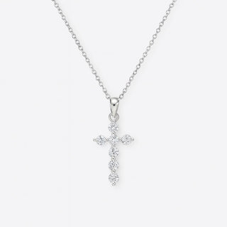 Mini Silver Diamond Cross Necklace